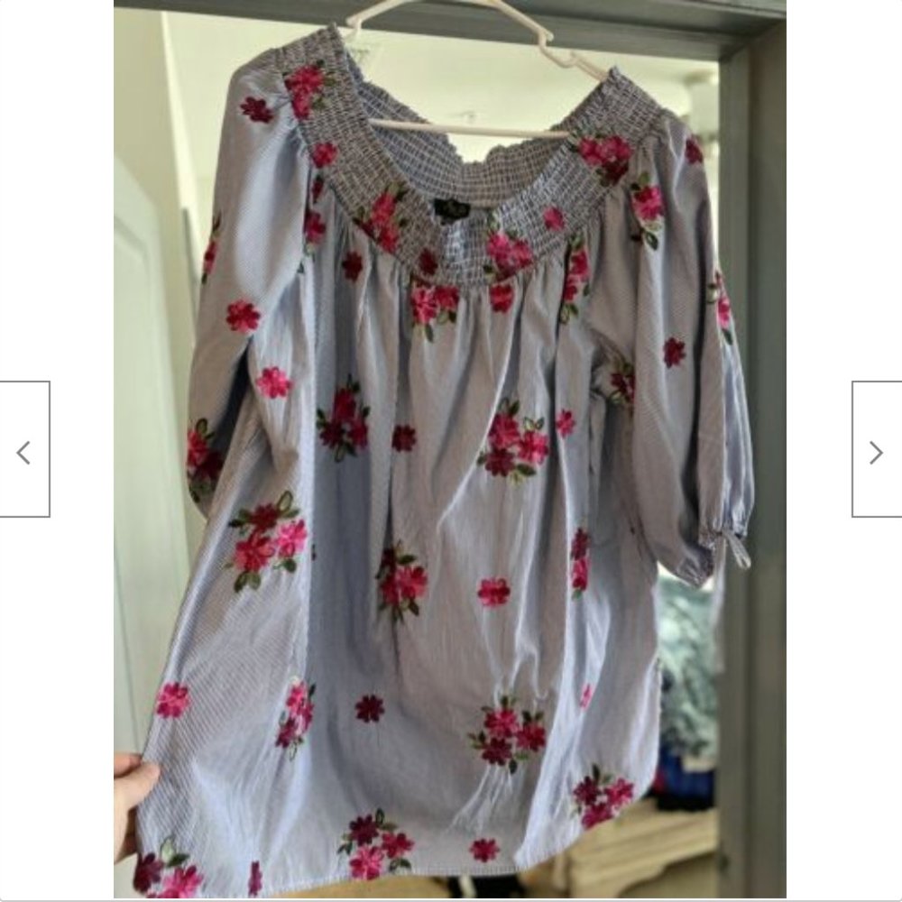 Melissa Paige Floral Top - Blue/Pink - 1x